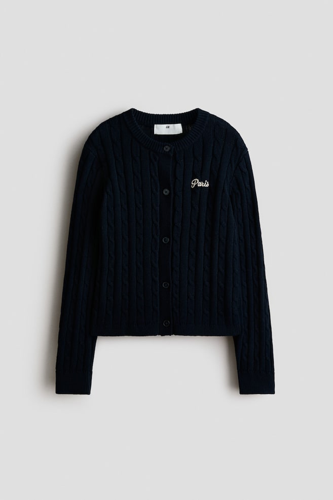 Cable-Knit Cardigan - Navy blue/Paris/Light pink/cherries/Light beige/striped - 1