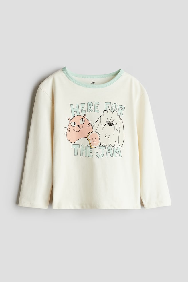 Printed cotton top - Cream/Here For the Jam - 1