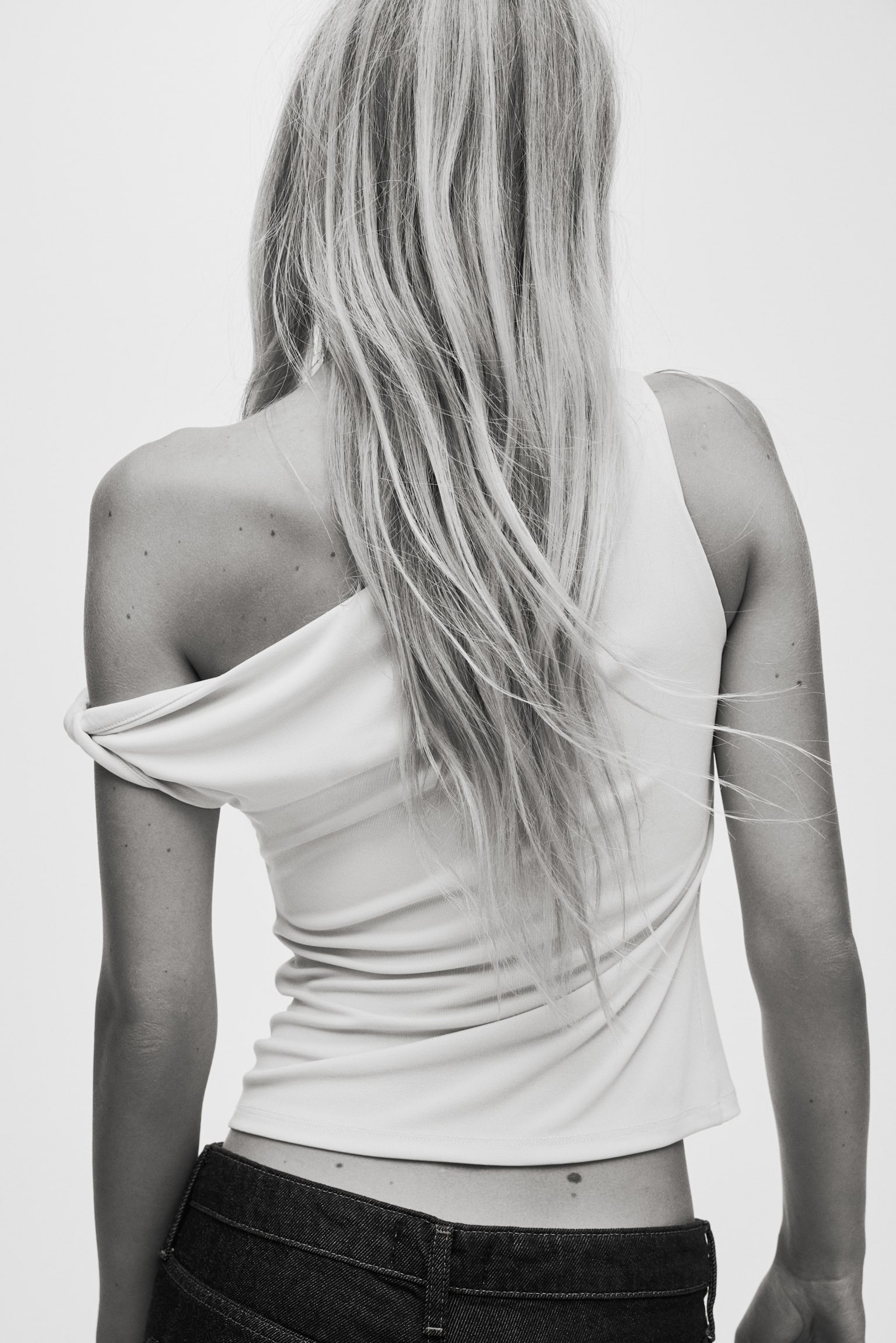 One-shoulder top - Cream/Dark brown/Dark green/Black - 3