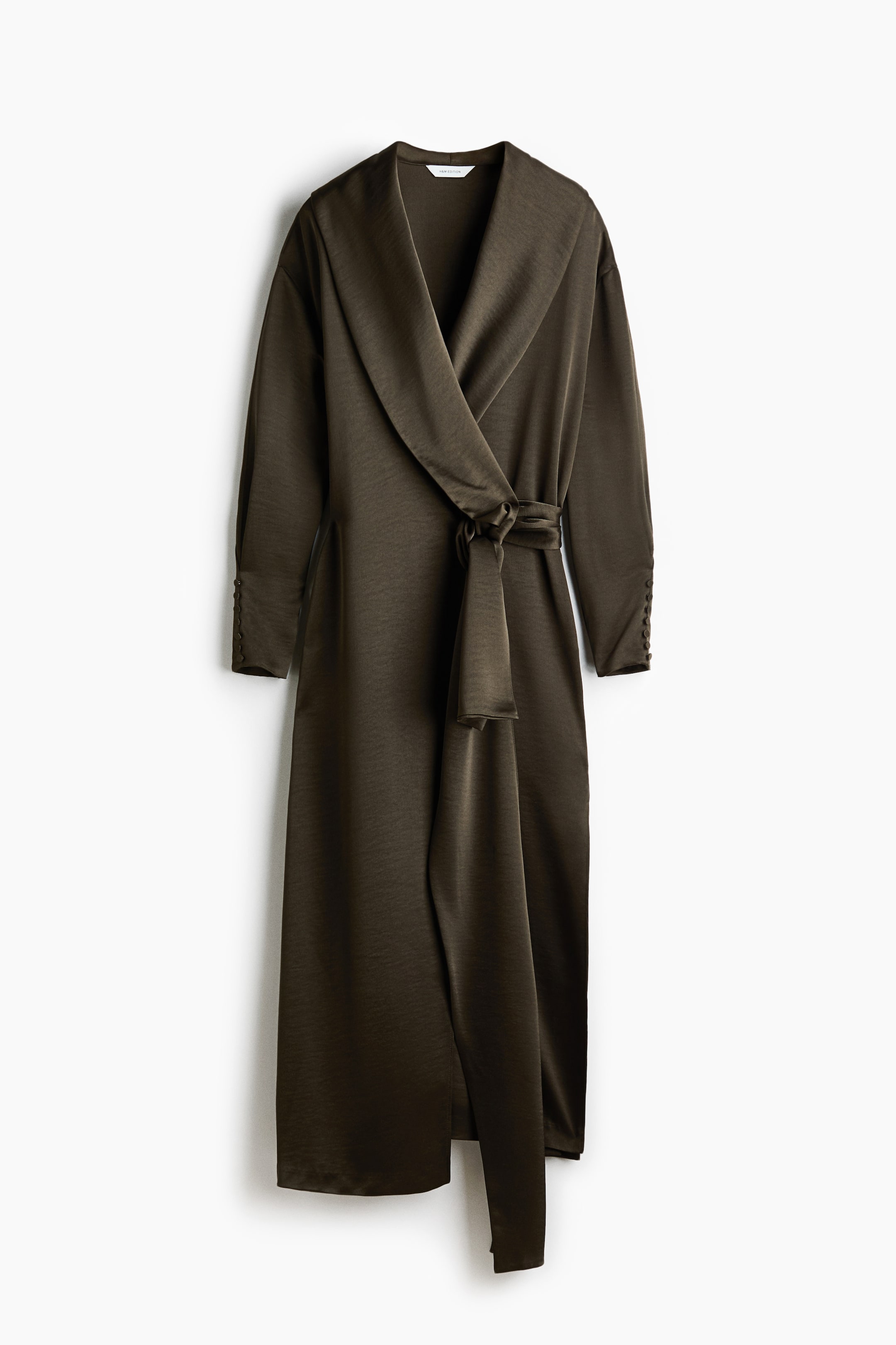 Visa större bild: Lång satinklänning - Mörk olivgrön - DAM | H&M SE 6