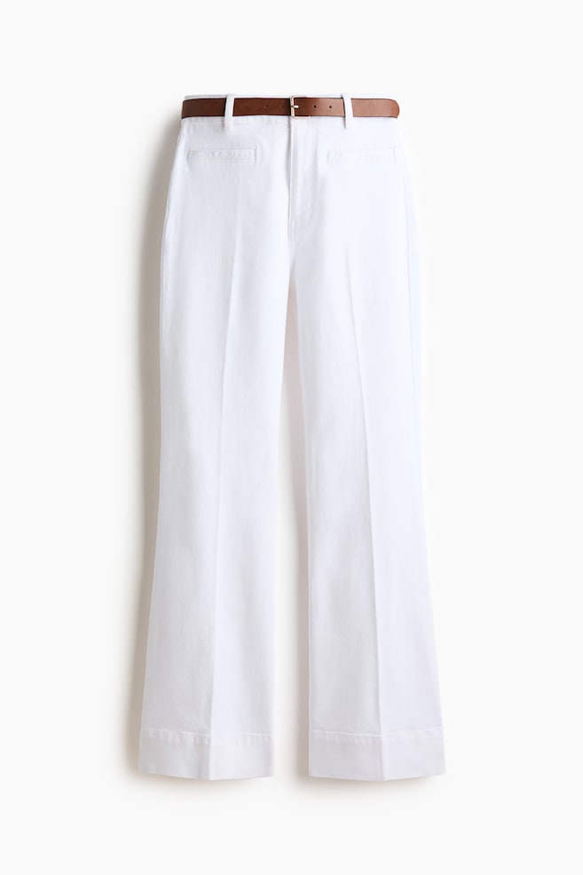 Pantalon évasé en sergé - Blanc - 1