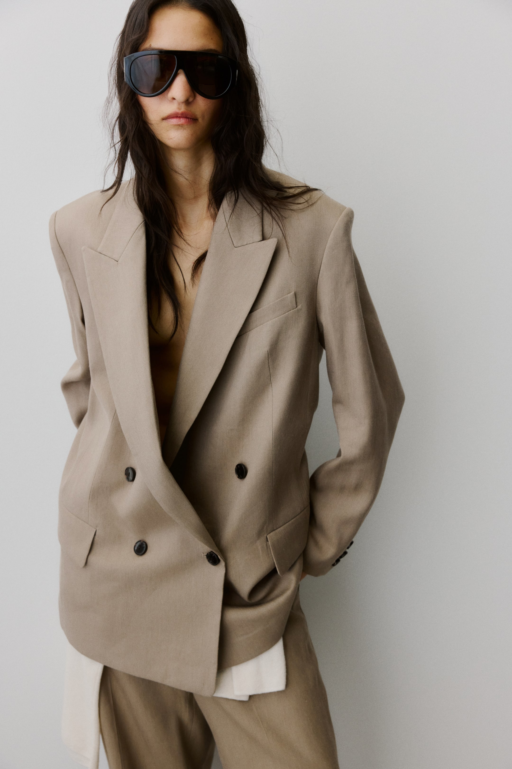 Oversized Linen-Blend Blazer