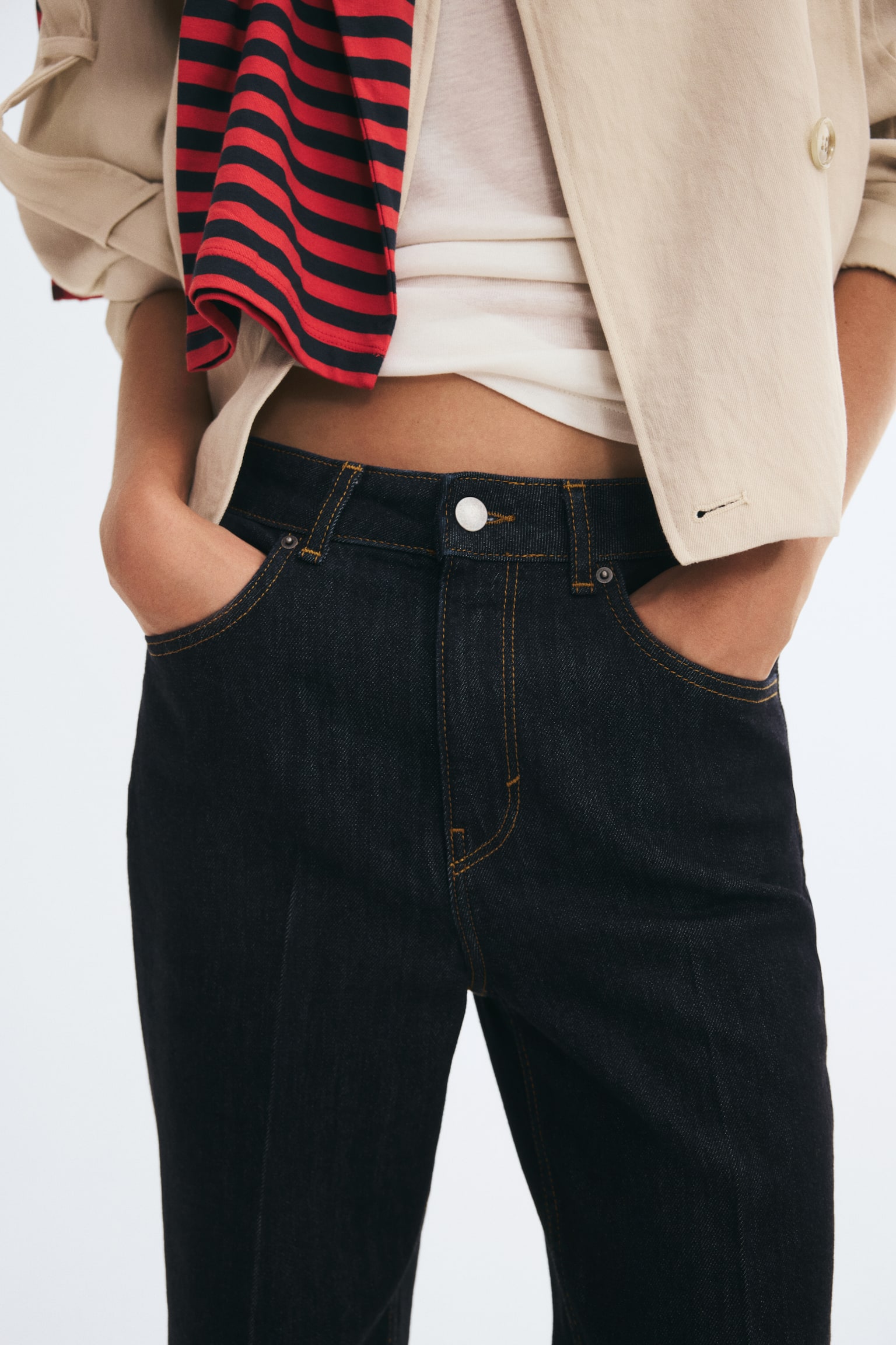 Женские джинсы H&M Slim Low-Waist, цвет: Тёмный джинсовый синий — фото 3