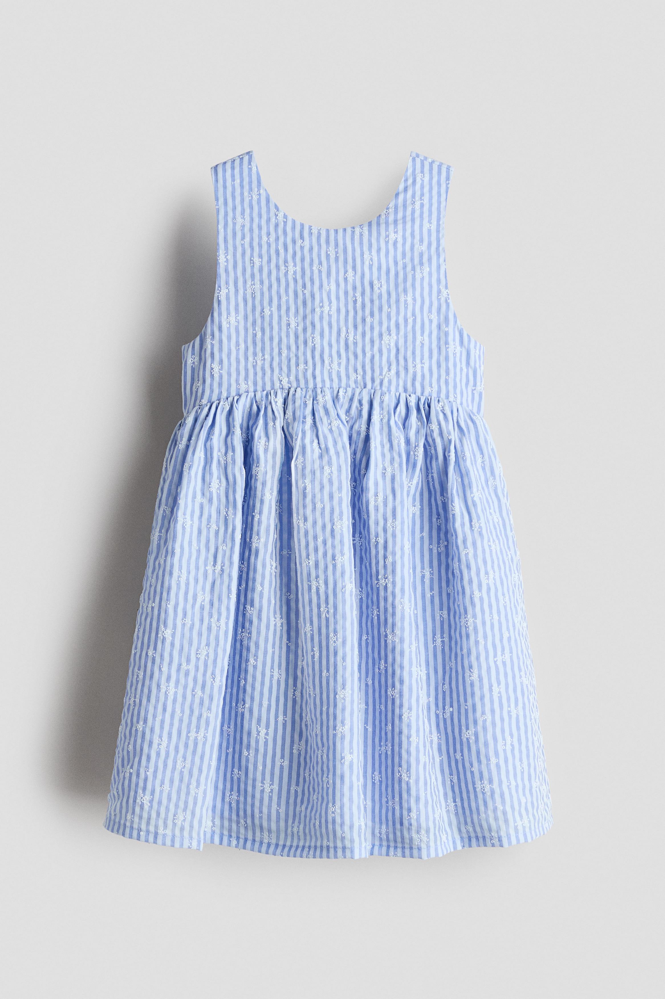 Bow-detail seersucker dress - Light blue/Striped