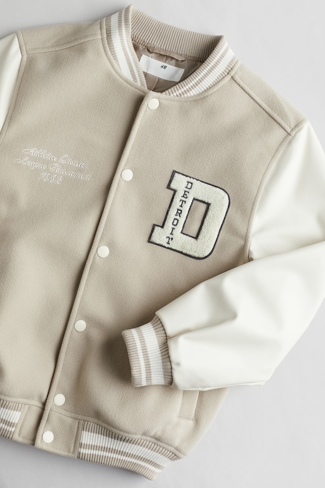 Appliquéd baseball jacket - Light beige/Detroit/Navy blue/Detroit - 2
