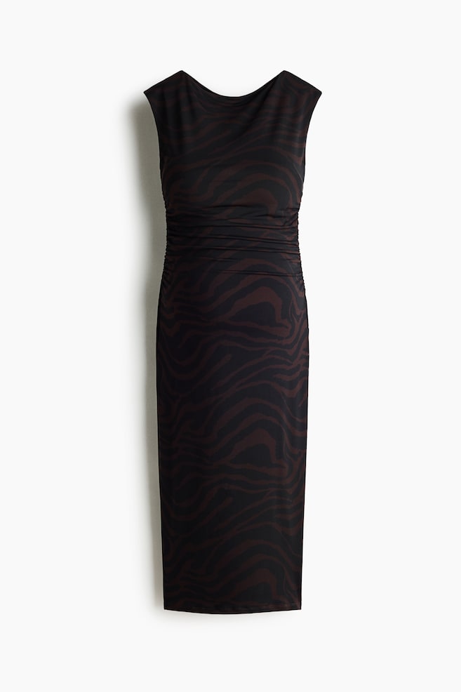 MAMA Cap-Sleeved Dress - Dark brown/zebra print/Olive green - 1