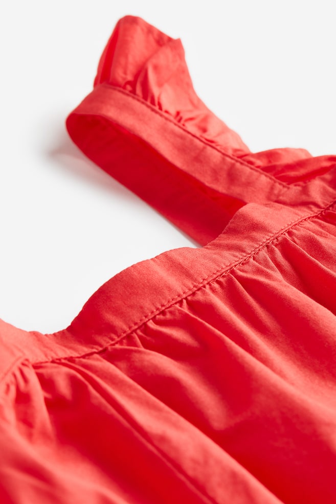 Voluminous cotton dress - Bright red/Light pink/Floral - 3