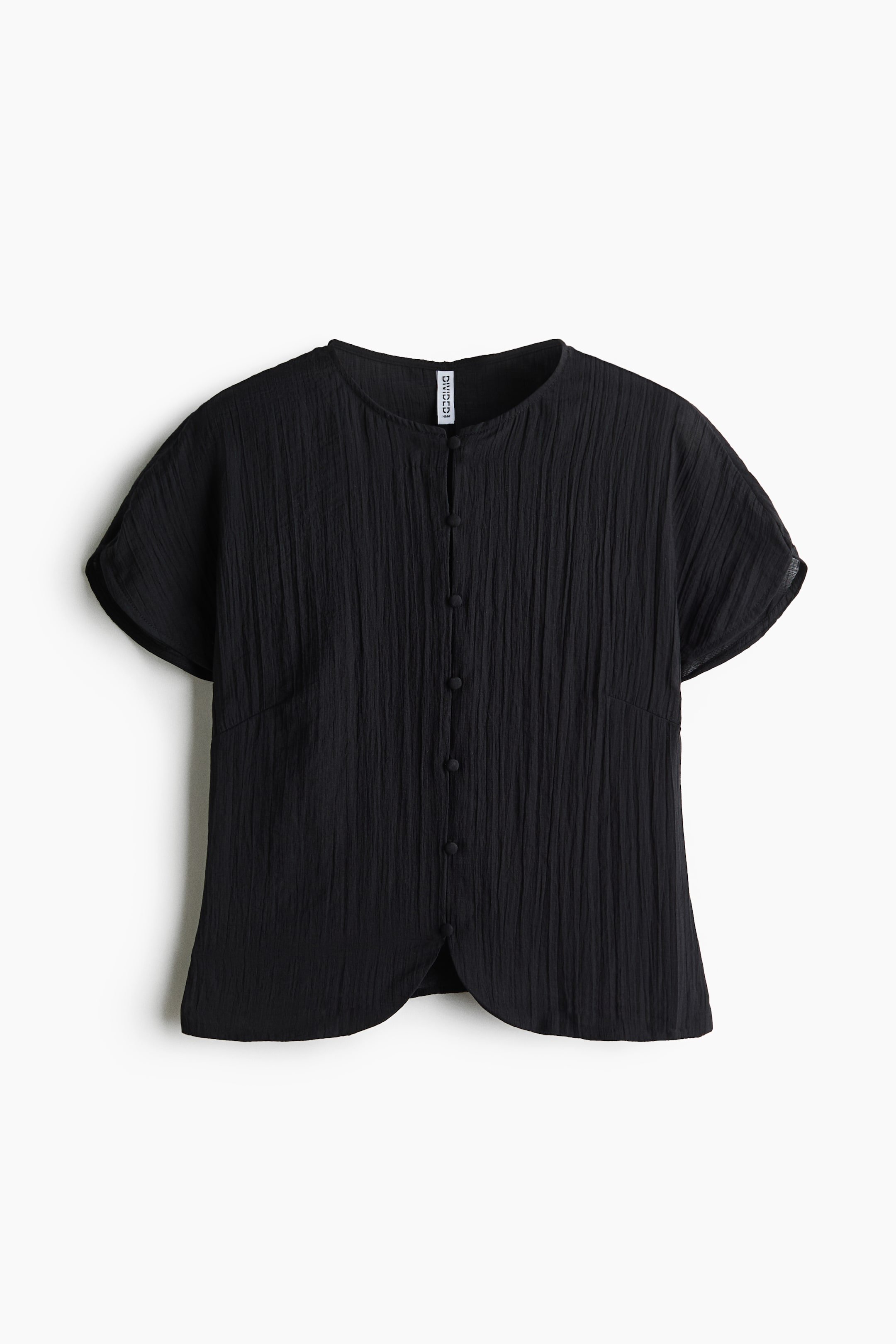 View larger image: Crinkled button-front blouse - Black - Ladies | H&M 1
