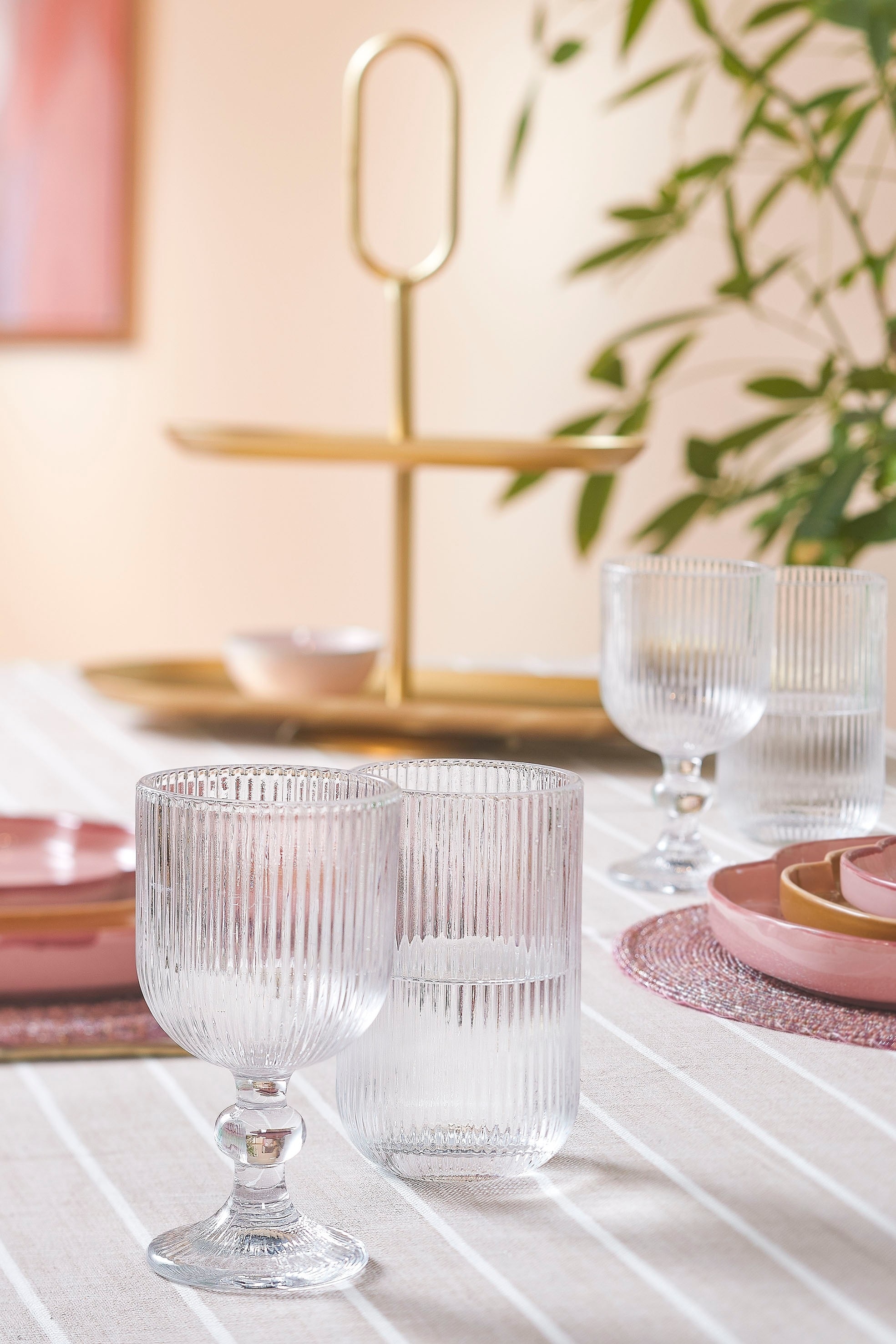 Set Van 6 Wijnglazen - Glas/Grijs/Lichtgroen/Paars/Blauw