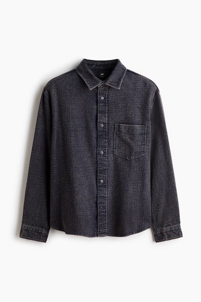 Cotton Overshirt - Dark blue/Washed black - 1
