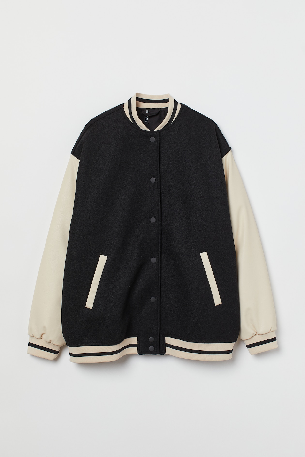 Blockcoloured baseball jacket Long sleeve Regular length Black