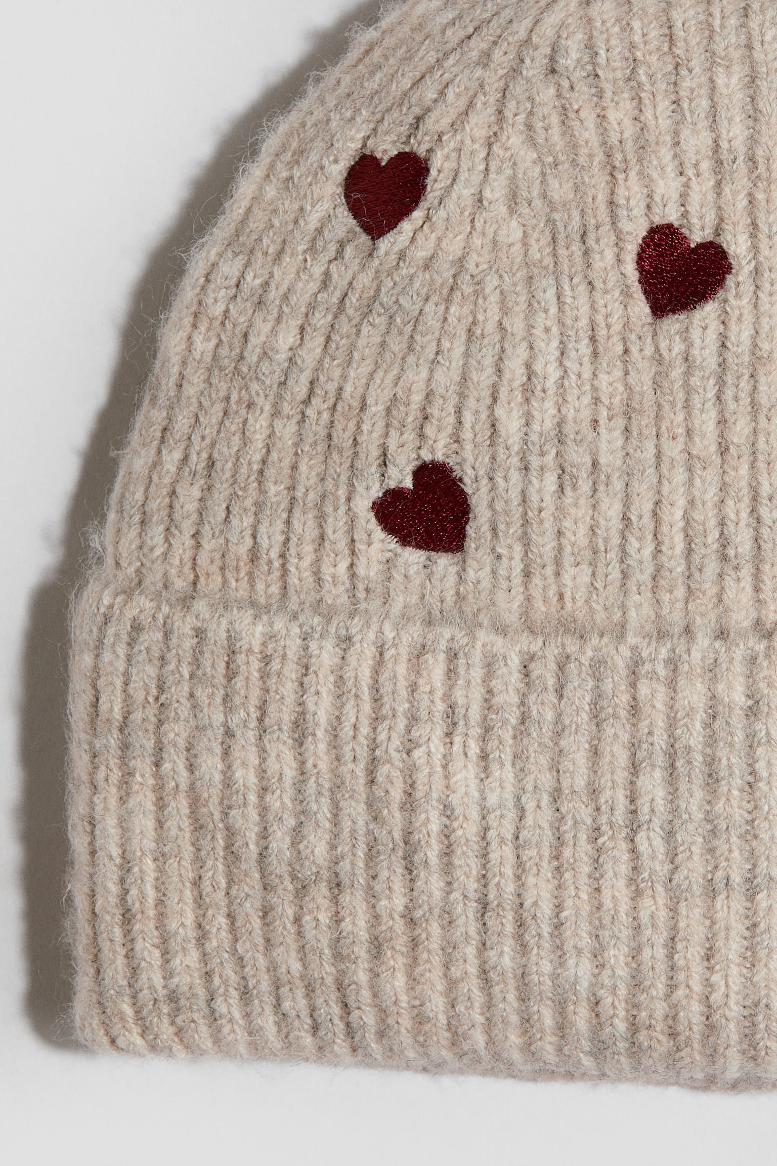 Детская шапка H&M Rib-Knit Beanie, цвет: Светлый бежевый — фото 2