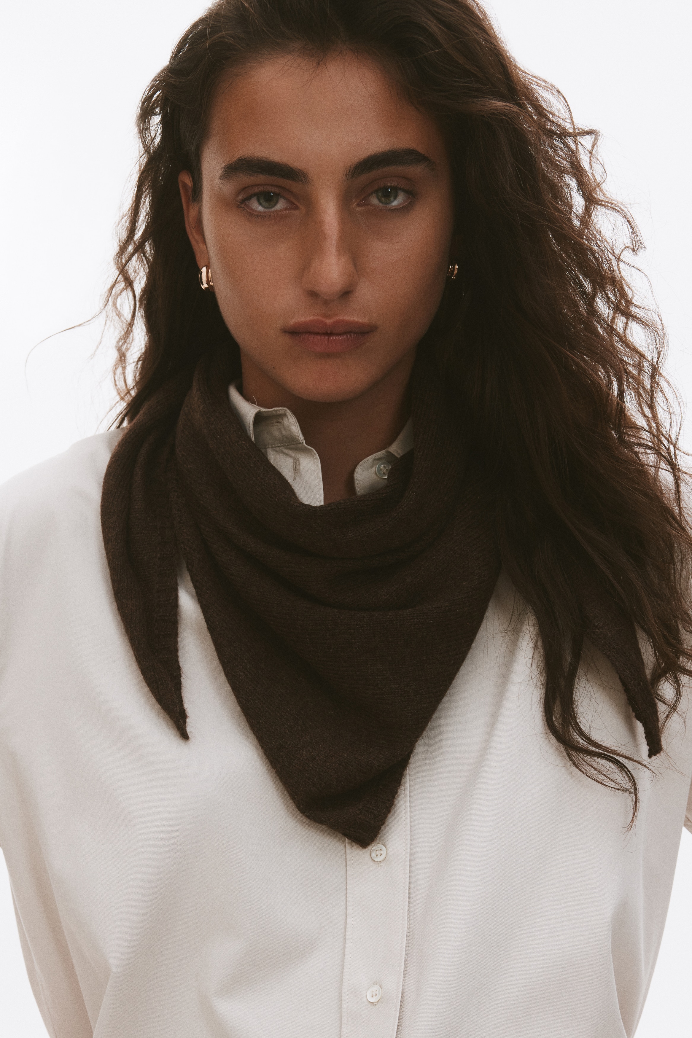 ファインニットスカーフ - ダークブラウン - レディース | H&M JP
