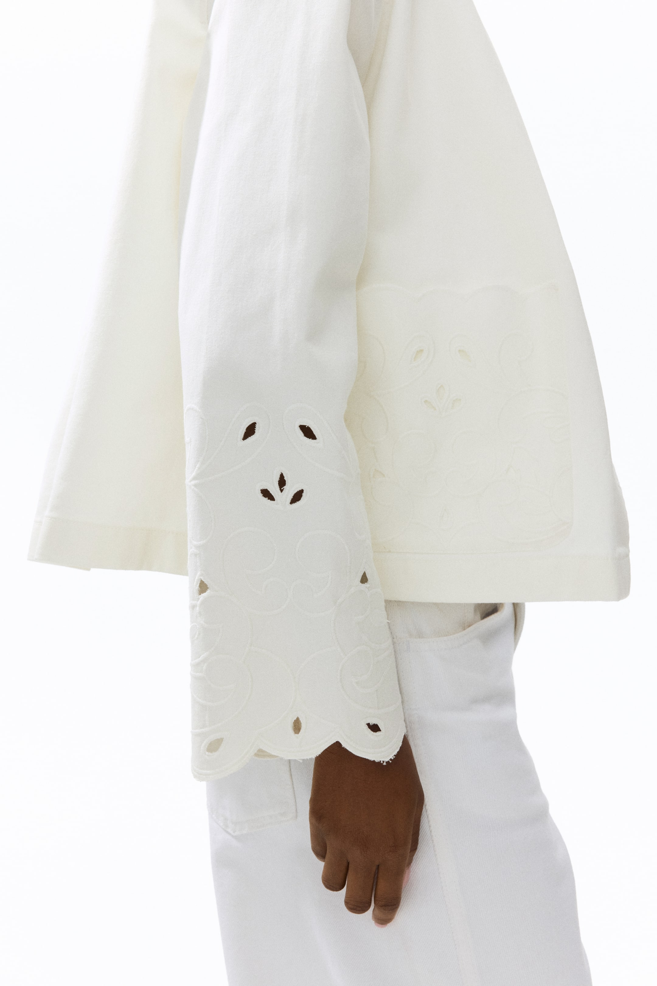 Twill Jacket with Eyelet Embroidery