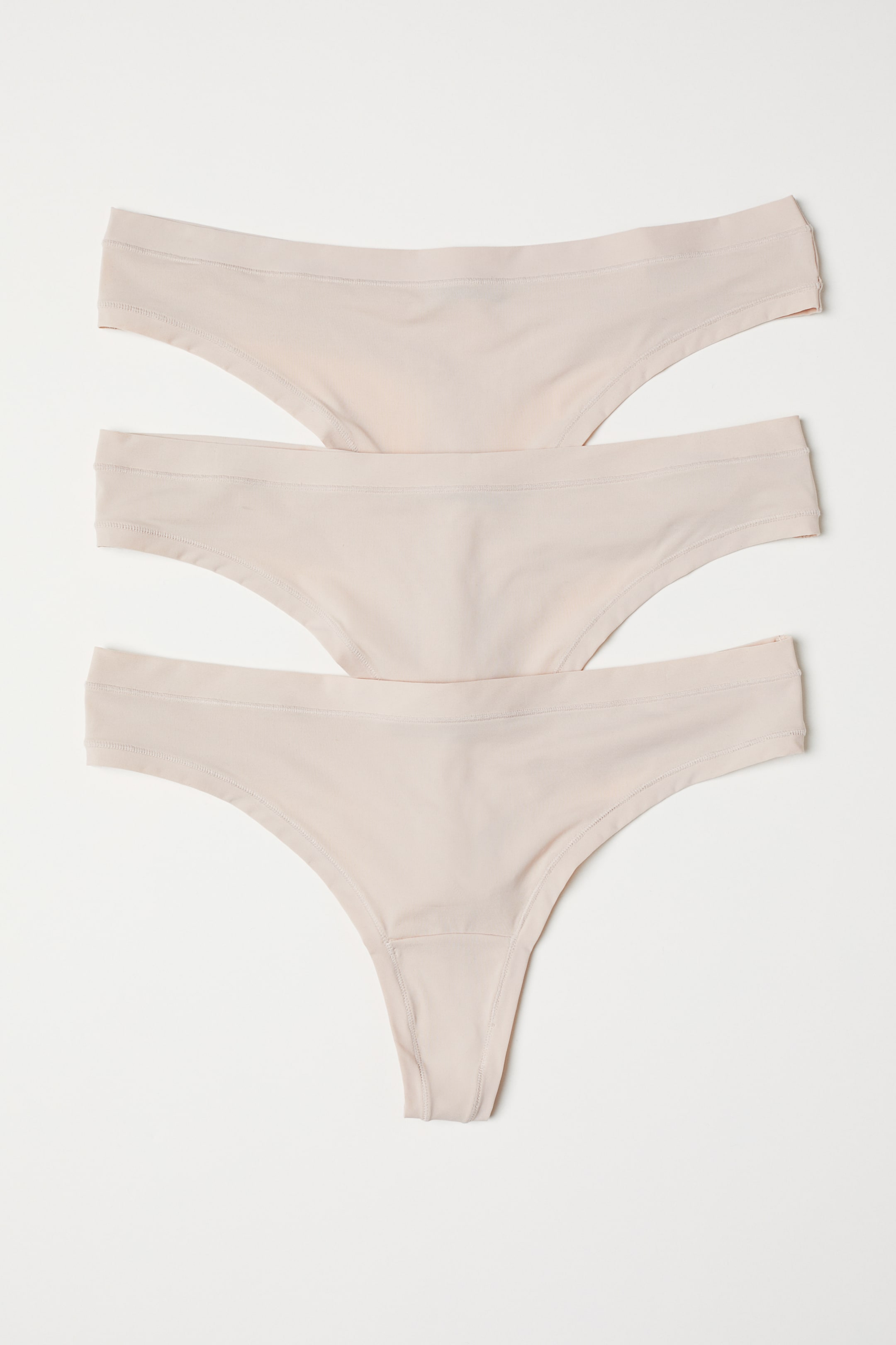 View larger image: 3-pack microfibre thong briefs - Beige - Ladies | H&M 1