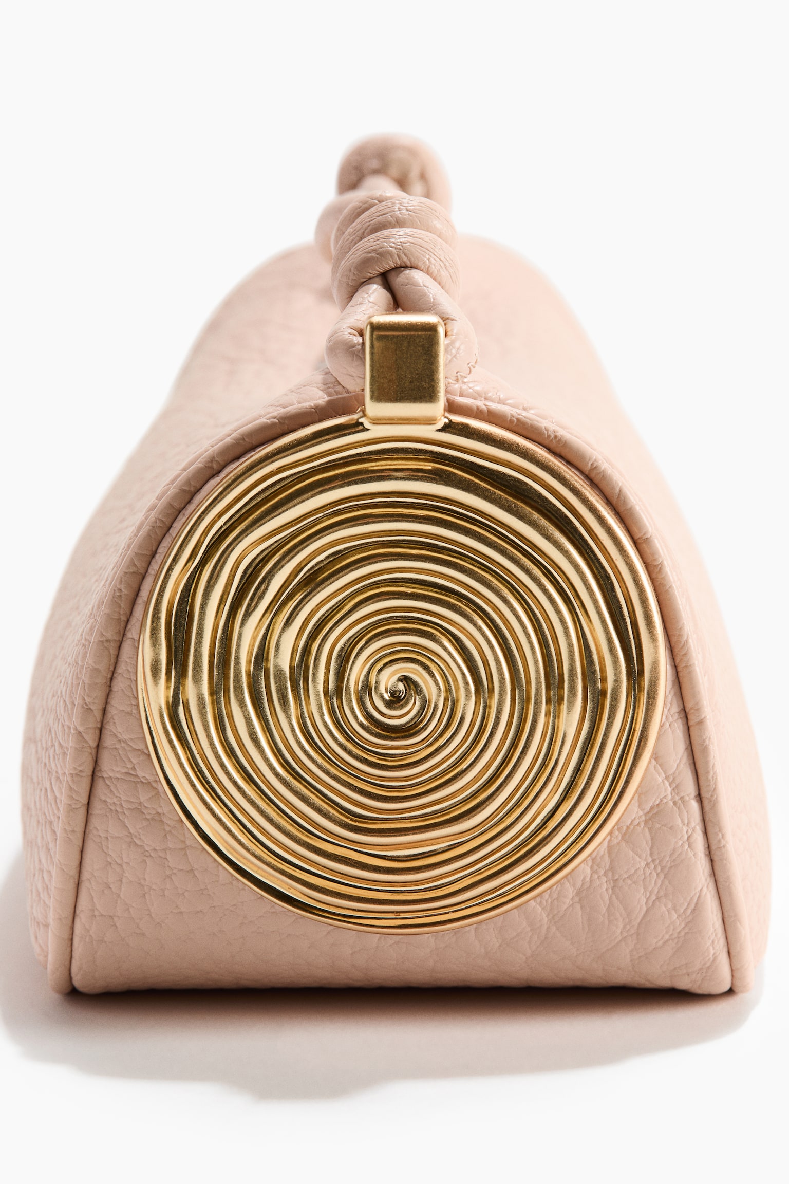 Metal-detail handbag - Powder pink/Dark brown/Silver-coloured - 4