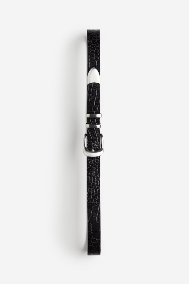 Leather belt - Black/Beige - 1