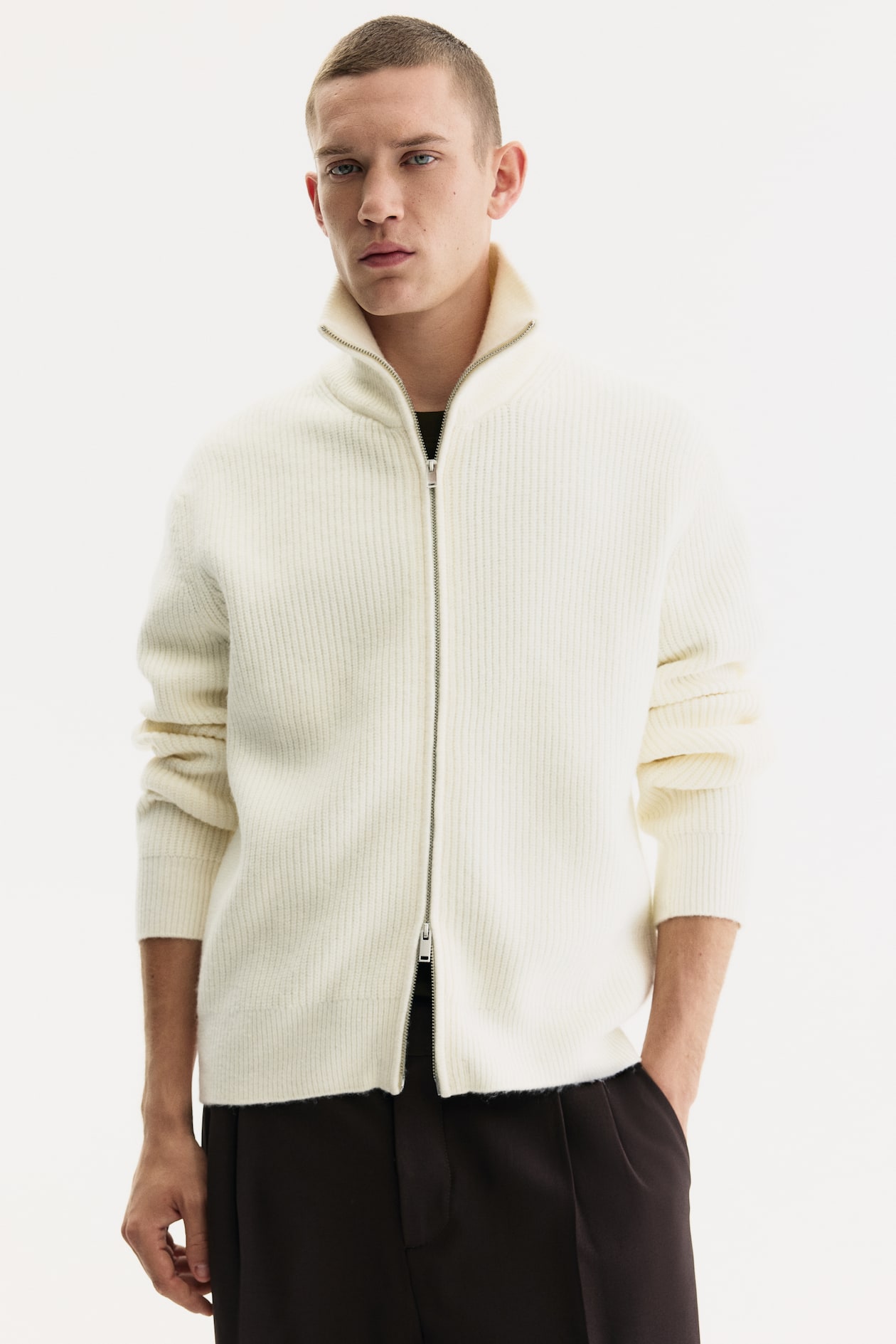 レギュラーフィット ジップカーディガン - ホワイト - Men | H&M JP