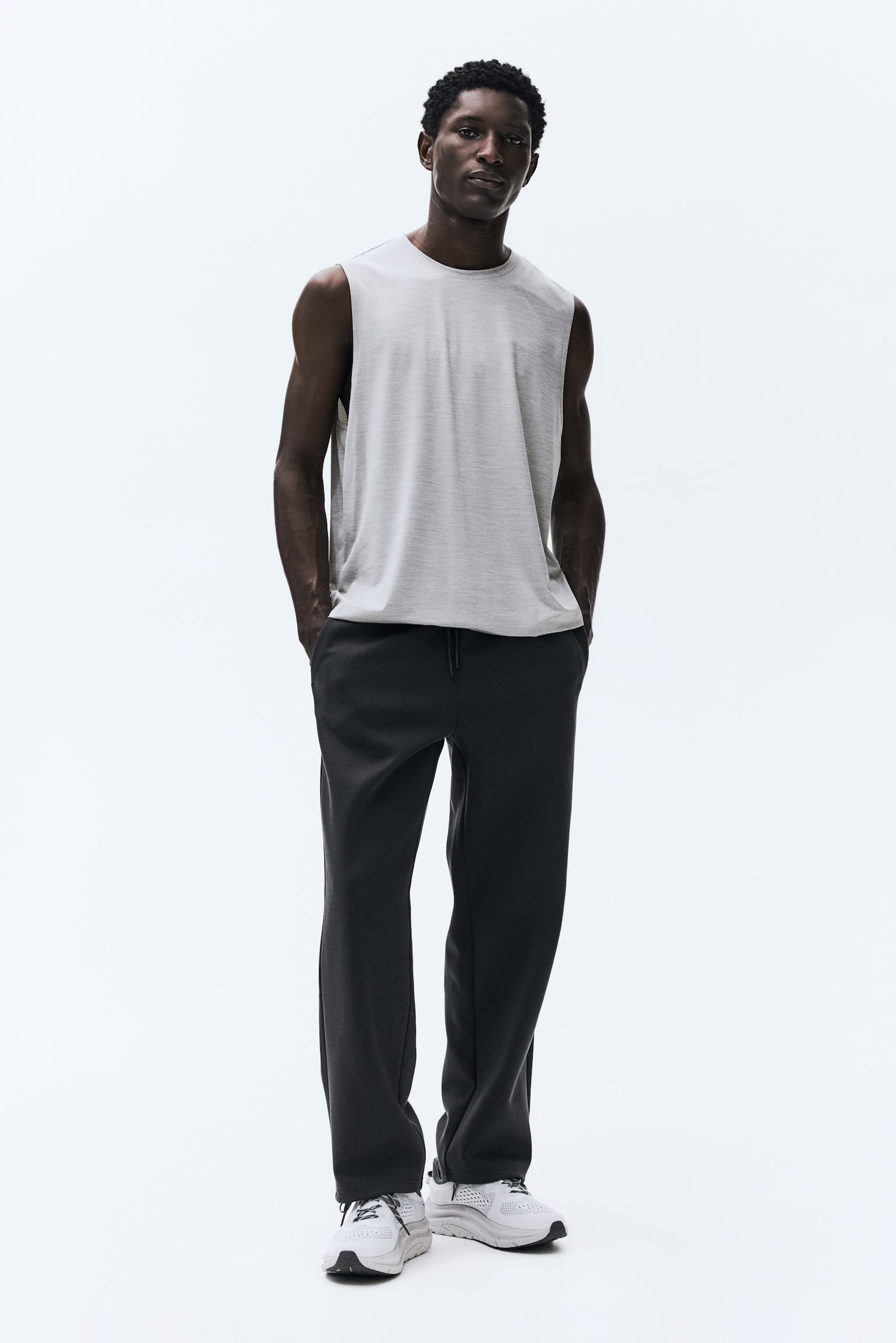 Regular Fit Sports vest top with DryMove™ - Light grey/Black - 4