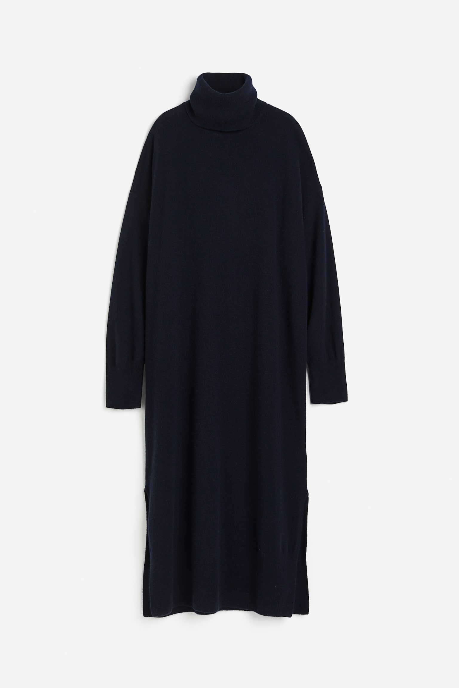 Cashmere Turtleneck Dress - Navy blue/Black - 1