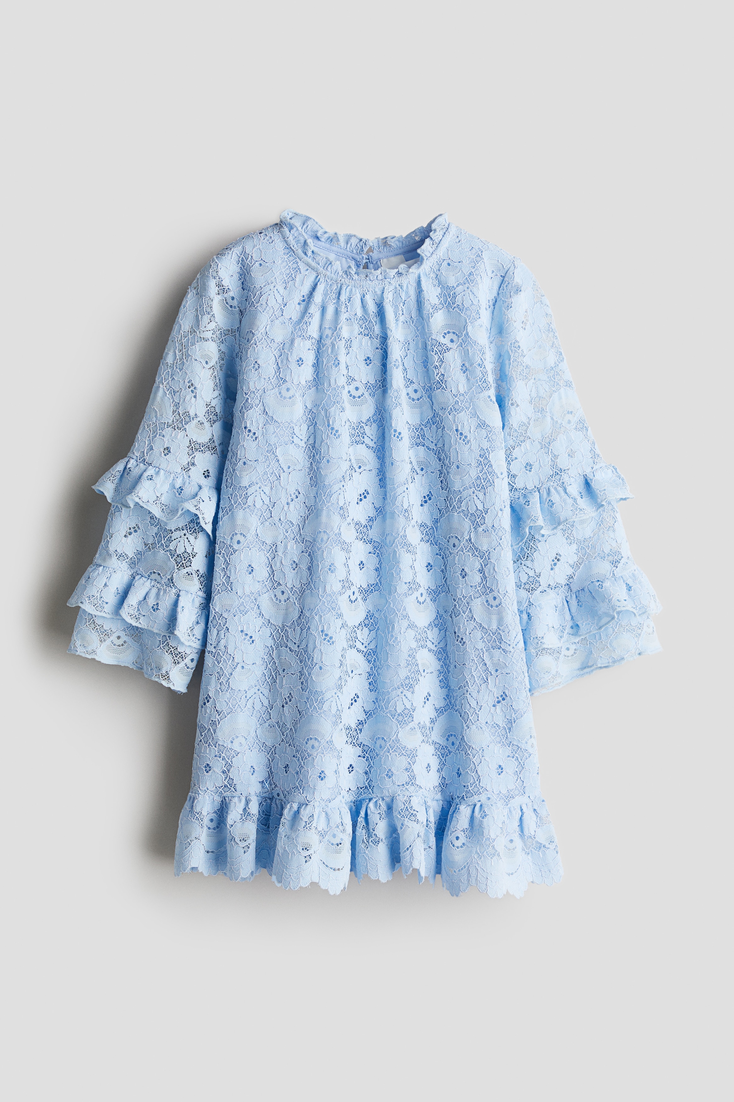 Ragazze - Azzurro Abito in pizzo con bordi a volant - Size: 122 (6-7Y)  - H&M