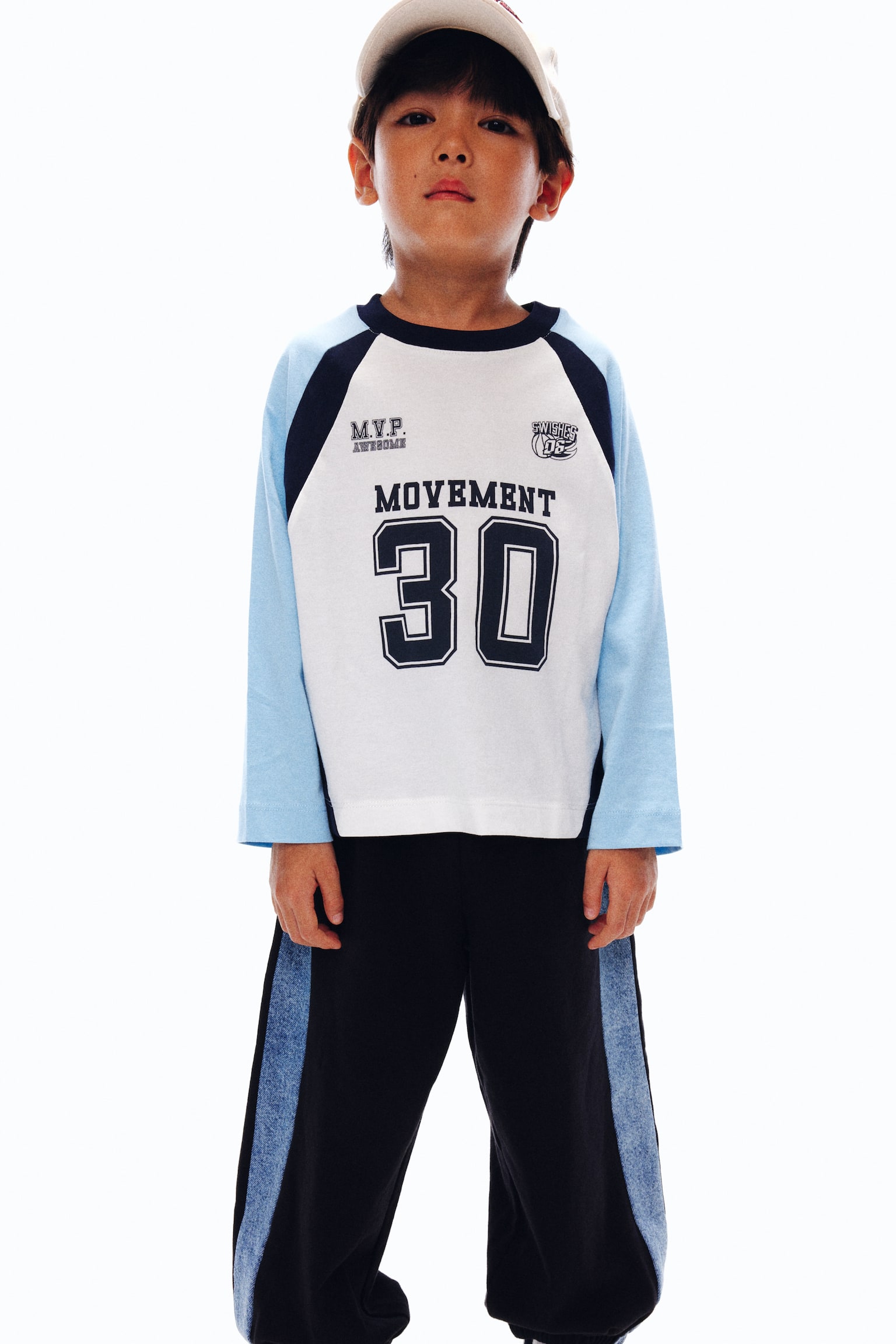 코튼 조거 팬츠 - 블랙/라이트 그레이 멜란지 - 5