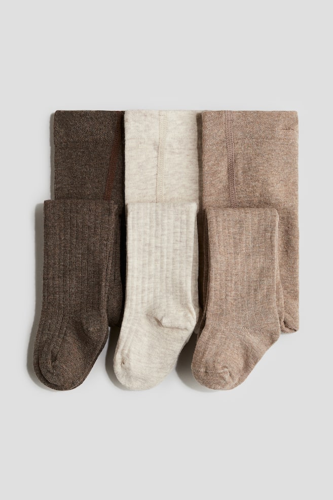 3-pack tights - Dark brown/Beige/Pink/Dark grey/Black/Gold-coloured - 1