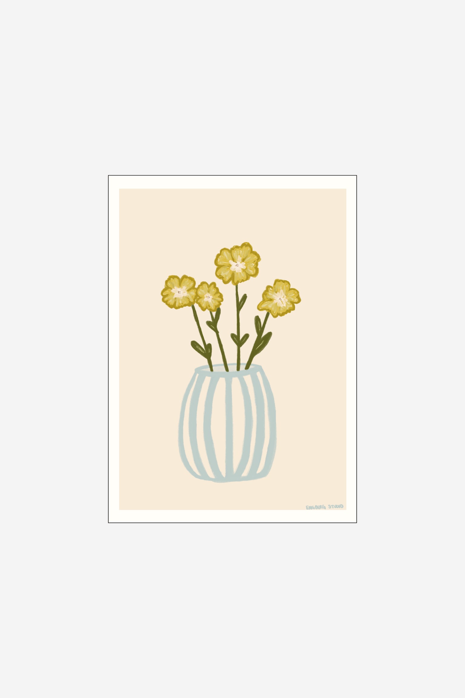 Engberg Studio - Yellow Flowers In A Blue Vase - Geel Blauw