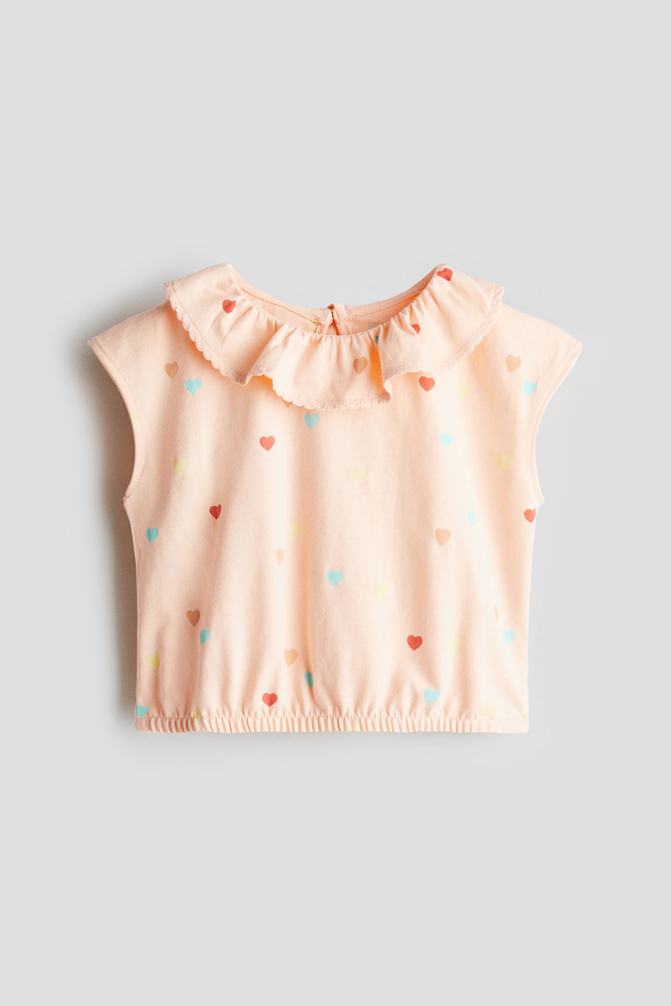 Top imprimé - Pêche/cœurs/Jaune clair/Hello Sun