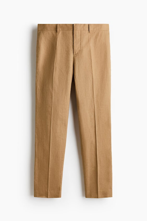 Мужские брюки H&M Slim-Fit Linen Suit Pants