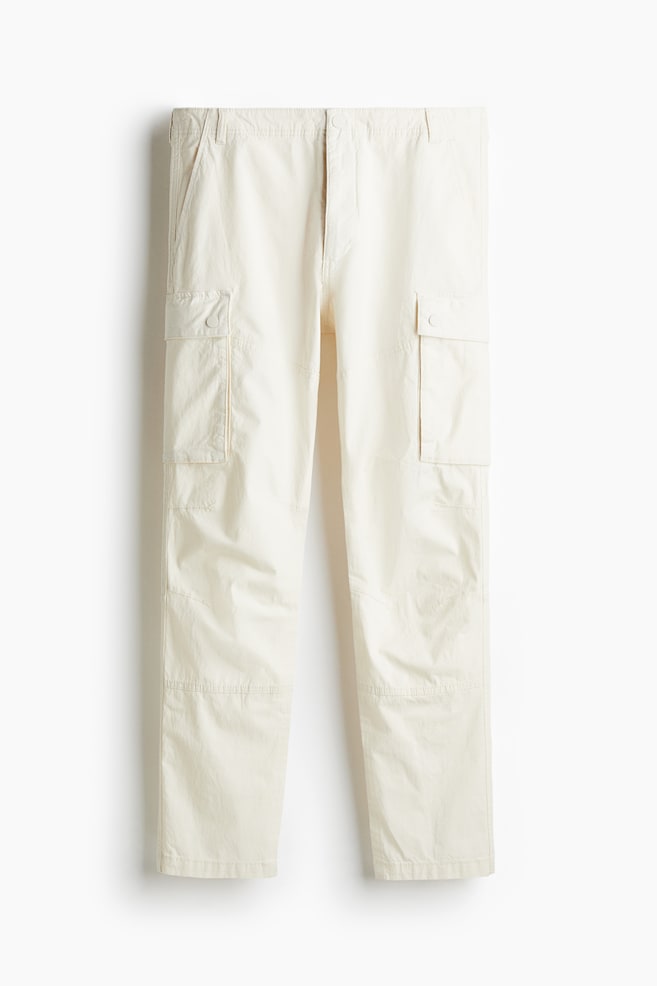 Pantalon cargo près du corps en tissu ripstop - Crème/Beige foncé/Noir - 1