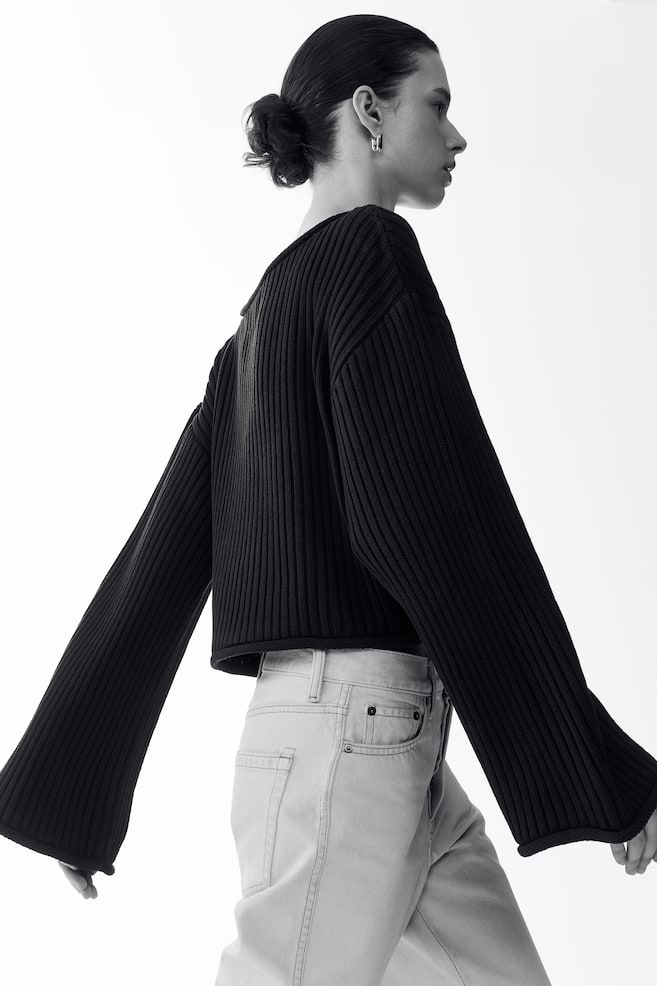 Rib-Knit Boat-Neck Sweater-Dark green - 6