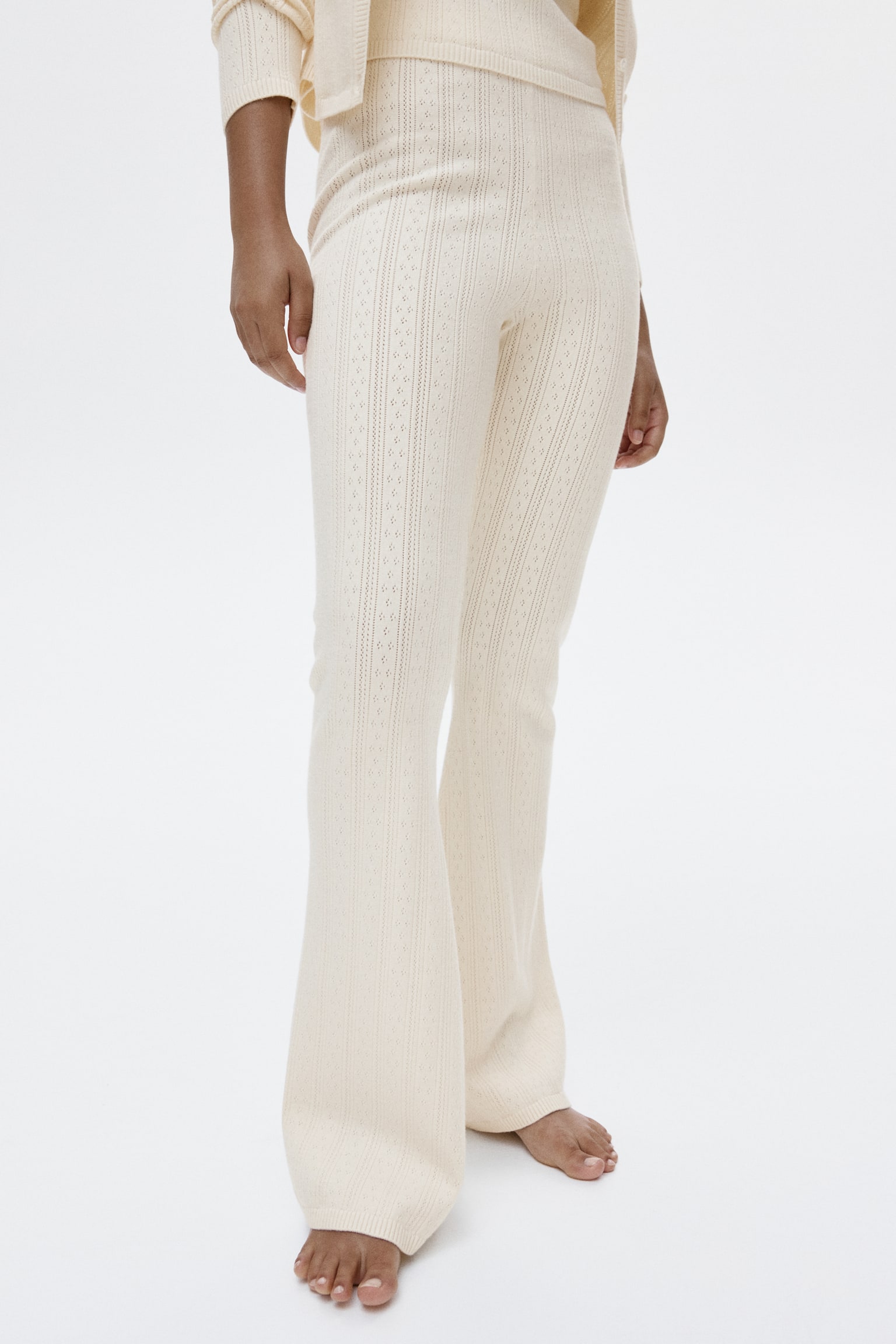 Pantalone od rupičaste mešavine viskoze - Svetlobež - 6