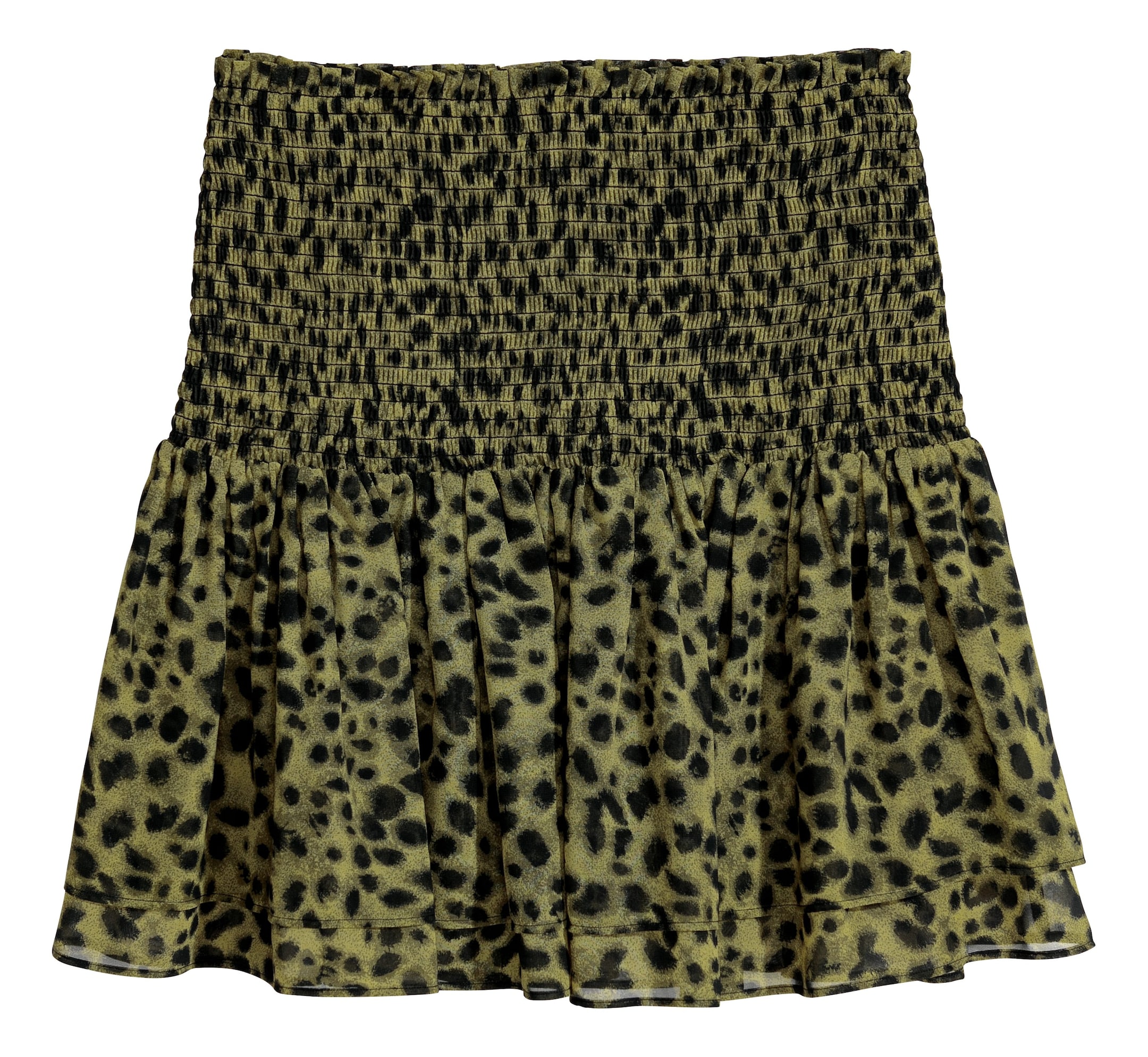 View larger image: Skirt with smocking - Green/Leopard print - Ladies | H&M IE 1