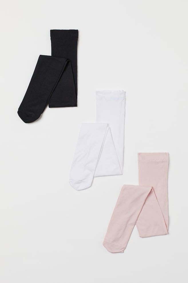 3-pack tights - Light pink/White/Black