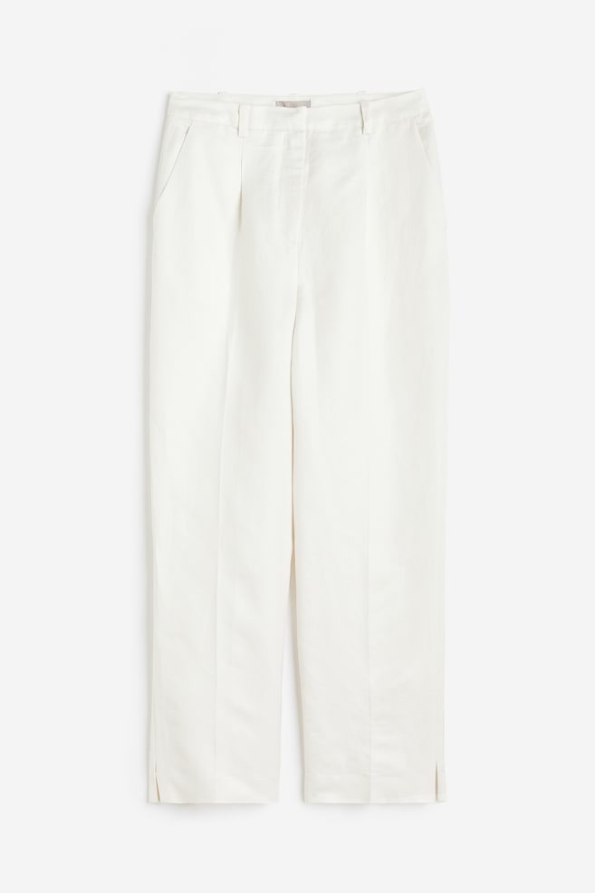 Linen-blend tailored trousers - White/Light beige - 2