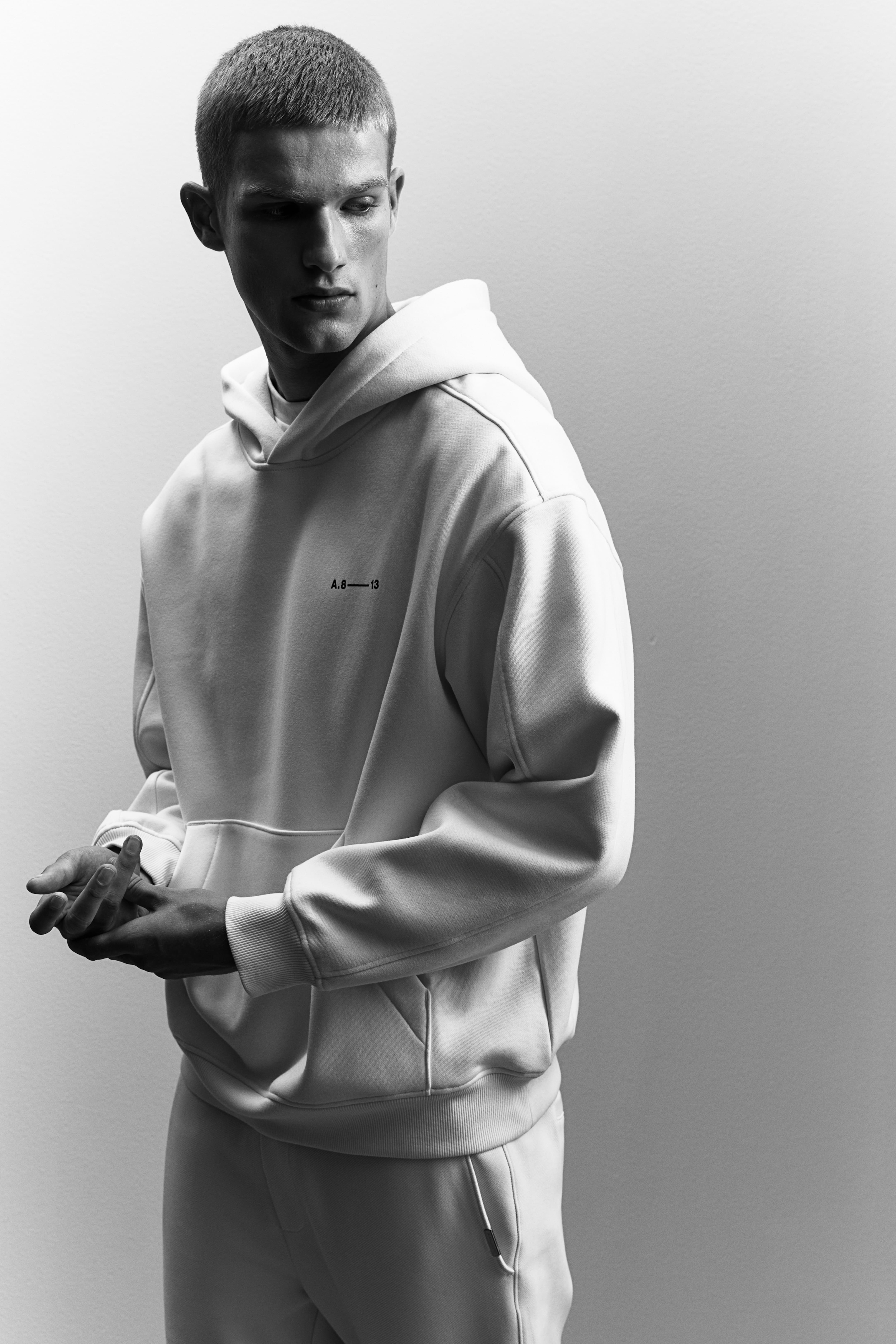 H&m fashion mens white hoodie