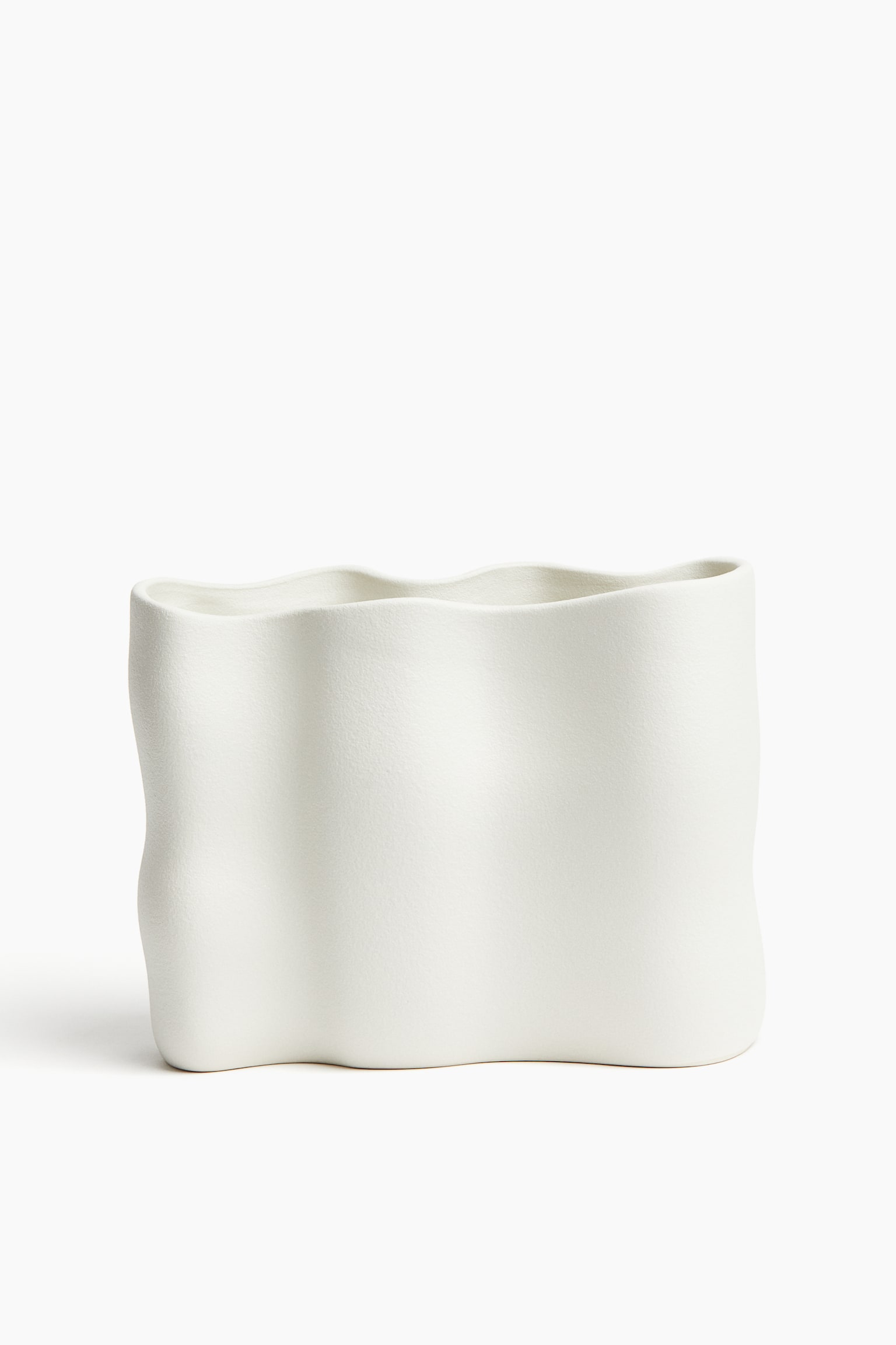 Wide stoneware vase - White - 1