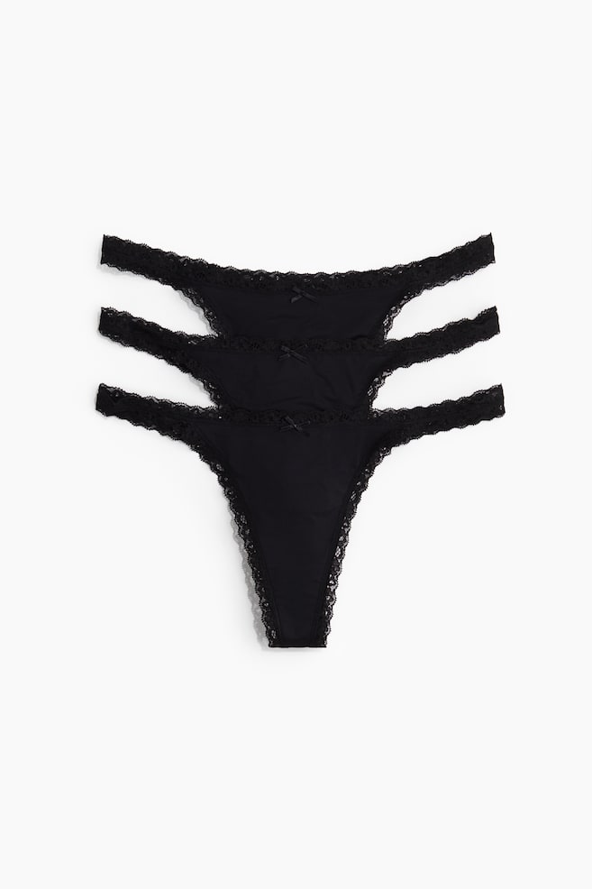 3-pack Panties thong de microfibra - Negro/Café oscuro/Diseño de leopardo - 1