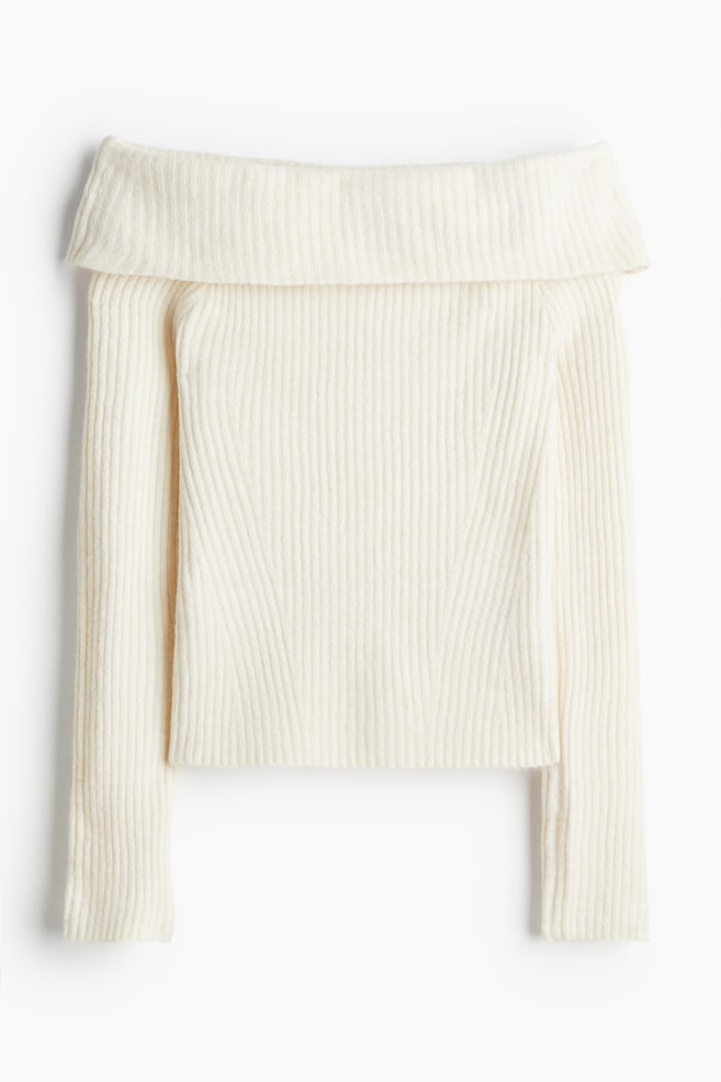 Pull épaules nues - Crème/Gris foncé chiné - 1