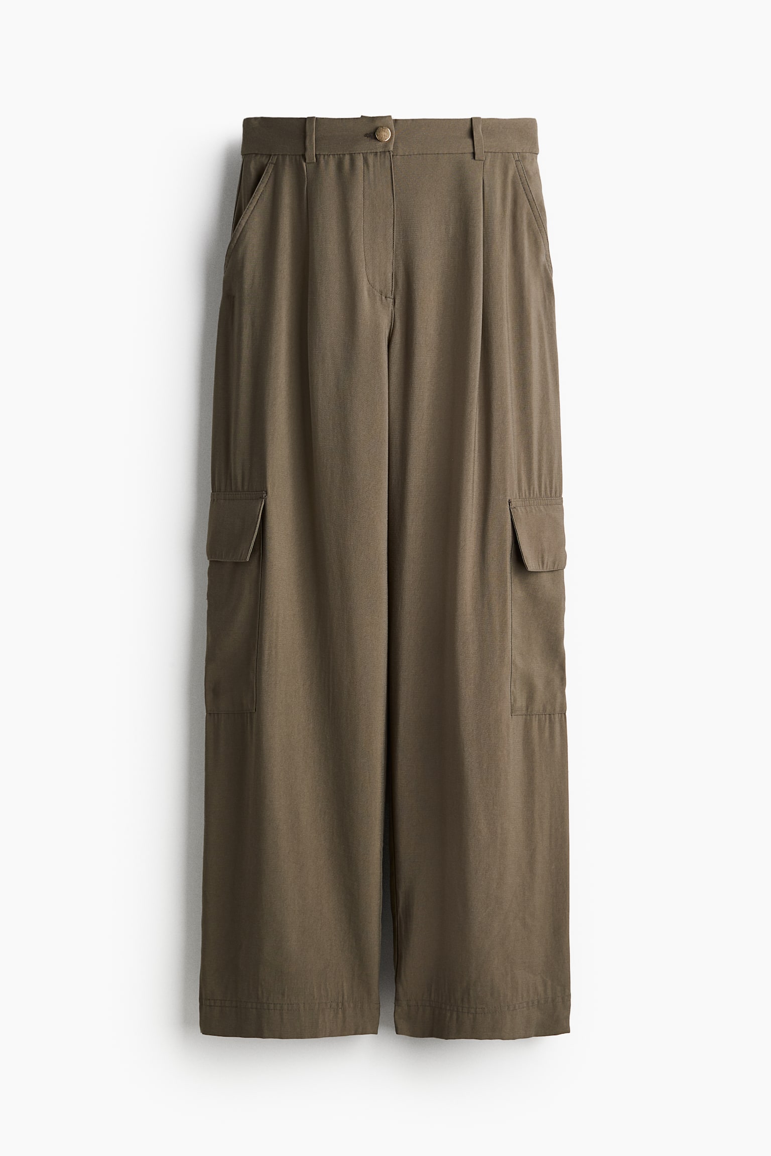 Wide cargo trousers - Dark khaki green/Black/Beige - 2