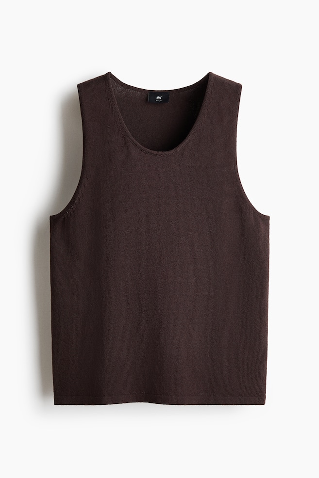 Regular-Fit Knit Tank Top - Dark brown/Dusty red - 1
