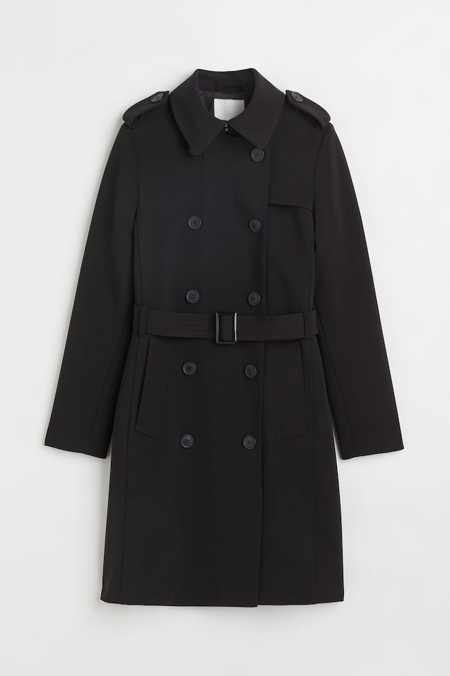 Trench-coat à double boutonnage - Noir/Beige/Crème - 2