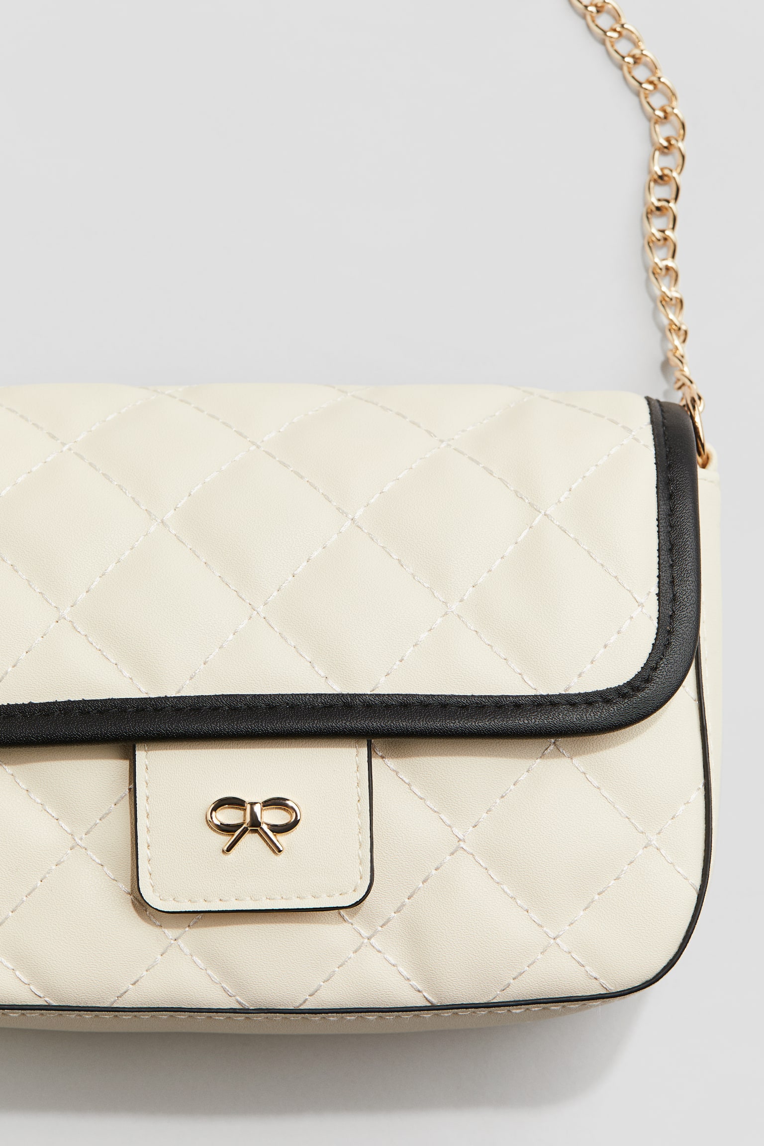 Quilted shoulder bag - Light beige/Powder pink/Gold-coloured - 3