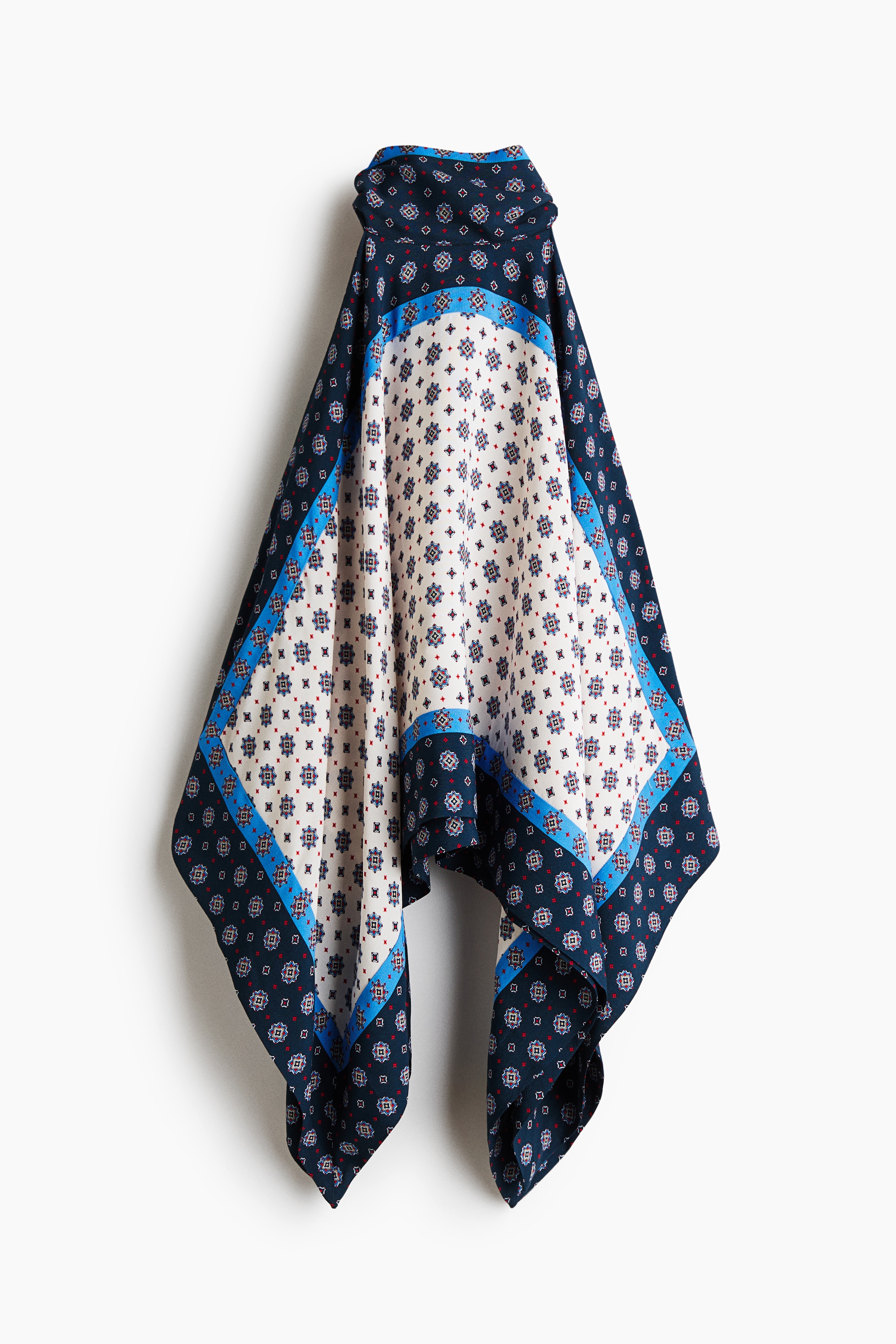 Neckholdertop aus Satin - Weiß/Gemustert