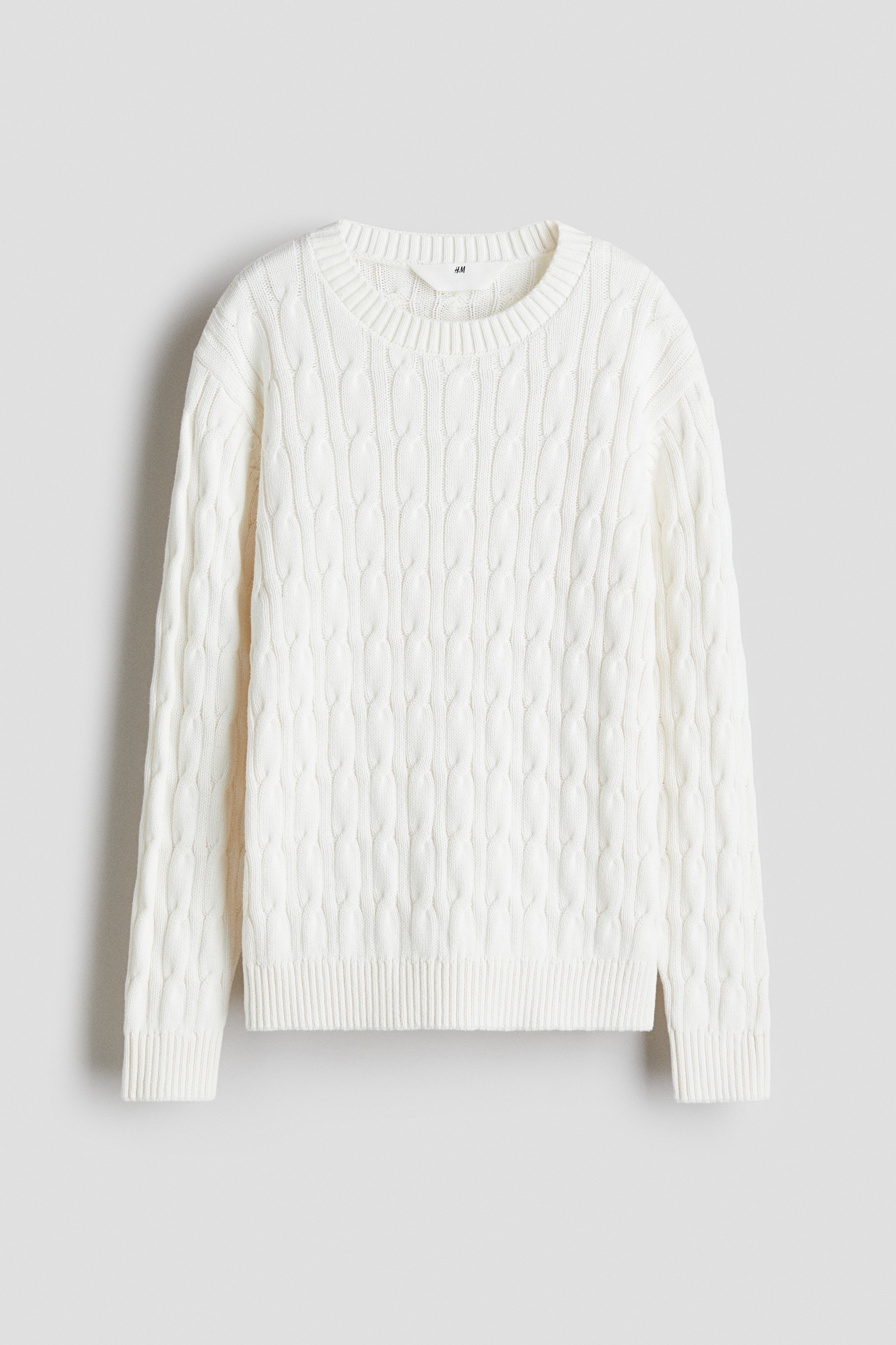 Chandail en tricot torsadé de coton - Blanc/Marine