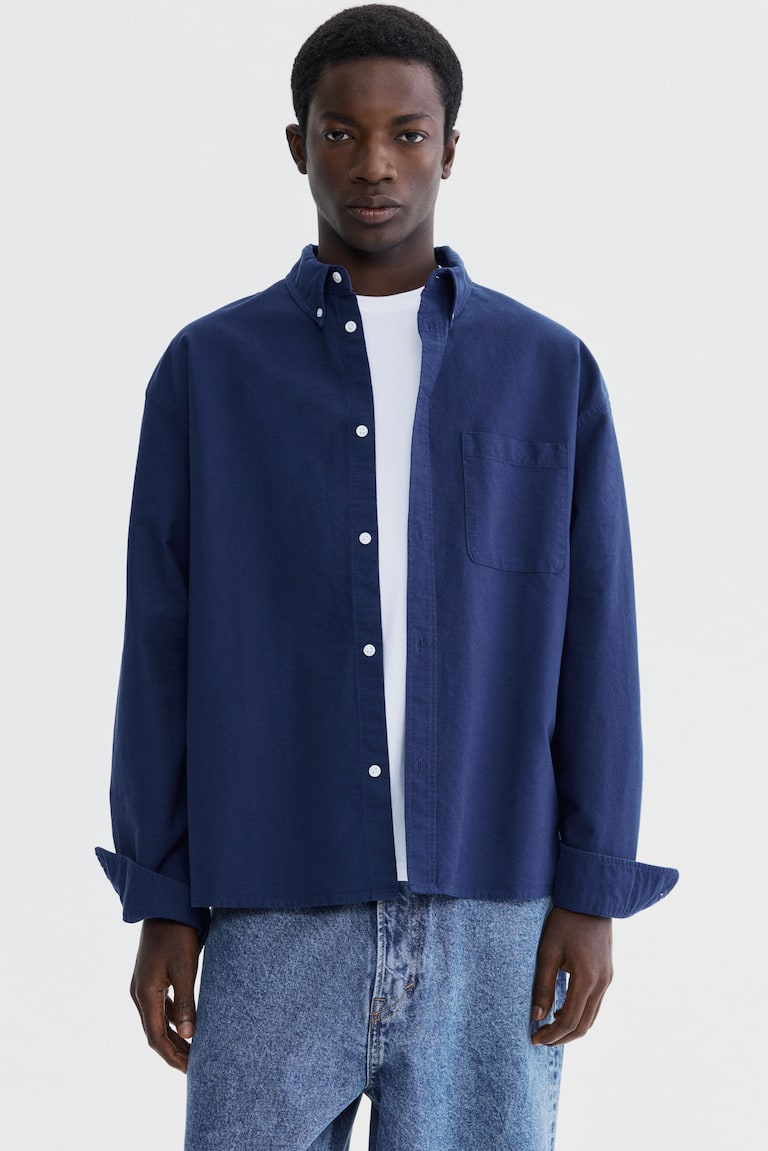 Men's Dark blue Relaxed-Fit Oxford Shirt | H&M US