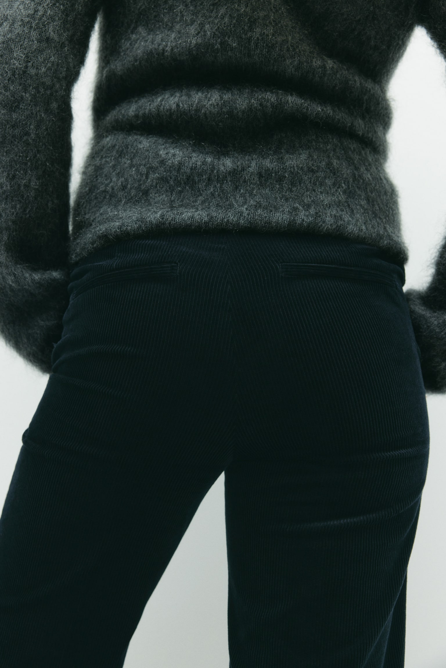 MAMA מכנסי קורדרוי מתרחבים - כחול נייבי/ירוק חאקי - 4