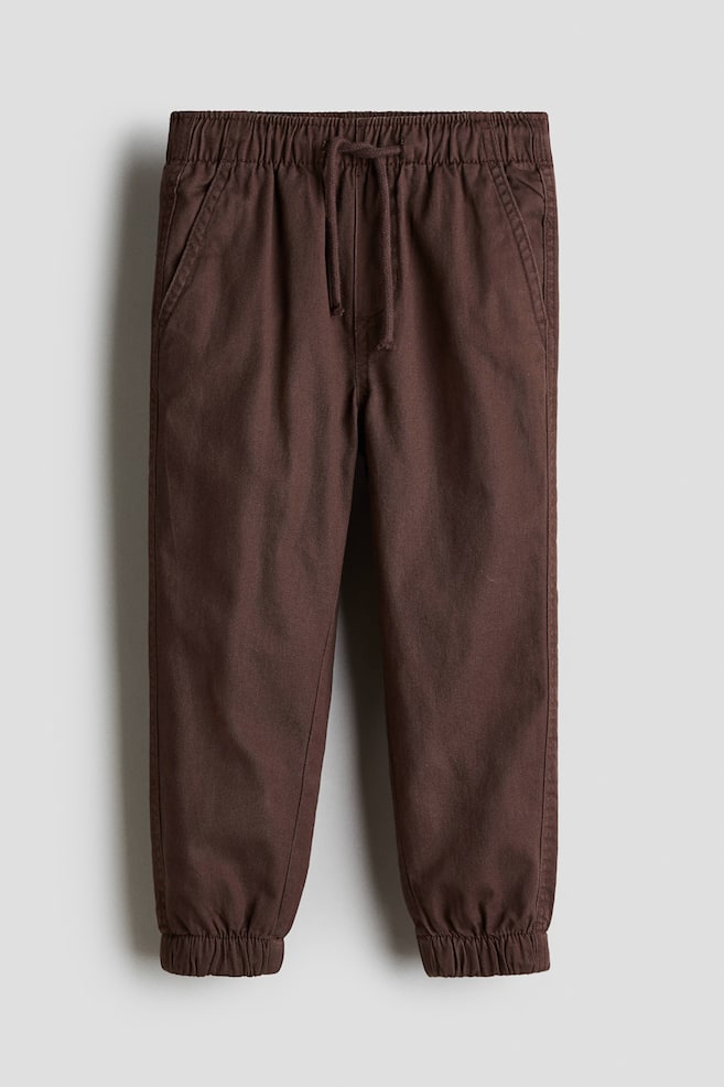 Jersey Lined Twill Joggers - Dark brown/Black - 1