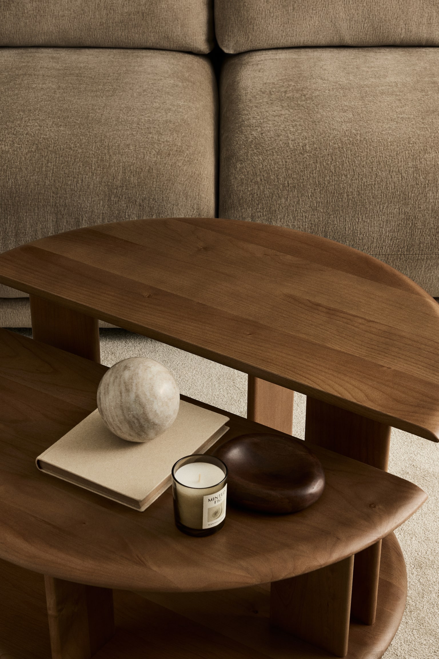 סט2 שולחנות קפה מעץ - חום בהיר - 2